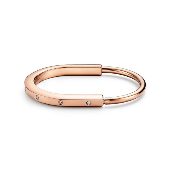 Bracelet jonc Tiffany Lock en or rose accentué de diamants – Size Extra Small Tiffany & Co.