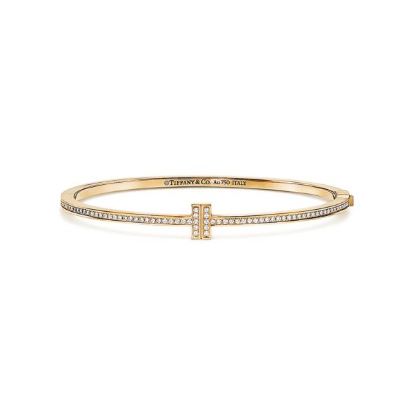 Bracelet jonc Wire Tiffany T en or 18 carats et diamants Large Tiffany & Co.