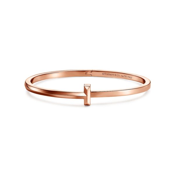 Bracelet jonc à charnière T1 Tiffany T en or rose 18 carats Étroit – Size Medium Tiffany & Co.