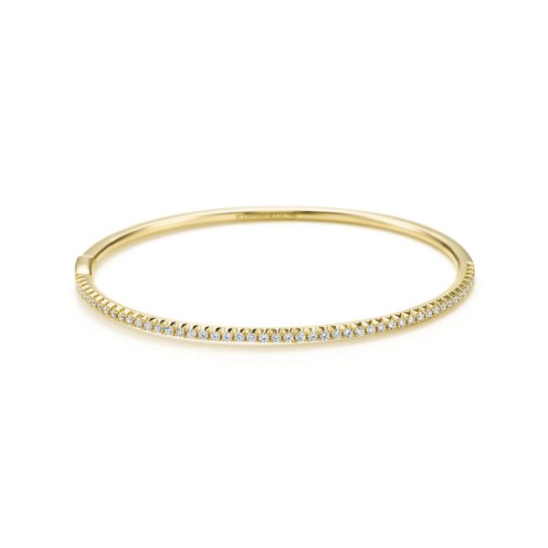 Bracelet jonc à charnière Tiffany Metro en or 18 carats et diamants Large Tiffany & Co.