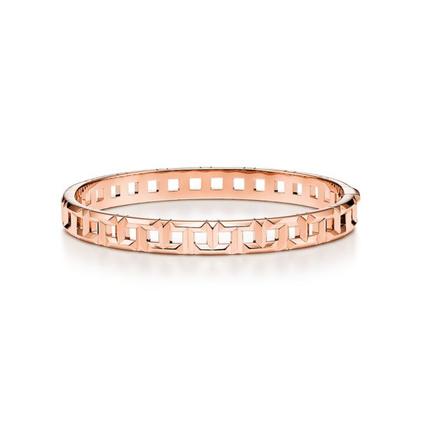 Bracelet jonc à charnière étroite Tiffany T True en or rose 18 carats Small Tiffany & Co.