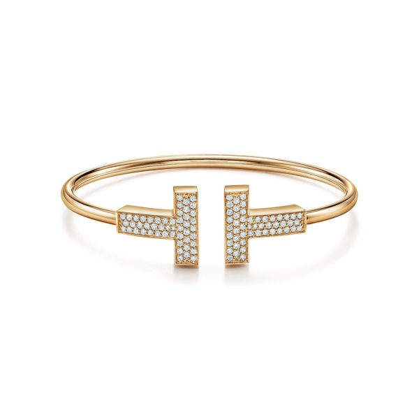 Bracelet large Wire Tiffany T en or 18 carats et diamants Medium Tiffany & Co.