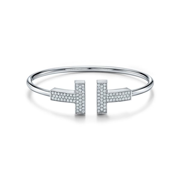Bracelet large Wire Tiffany T en or blanc 18 carats et diamants Large – Size Large Tiffany & Co.
