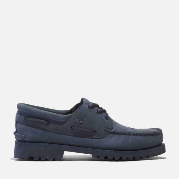 Chaussure Bateau Authentique Cousue Main Timberland Pour Homme En Daim Bleu Foncé Bleu