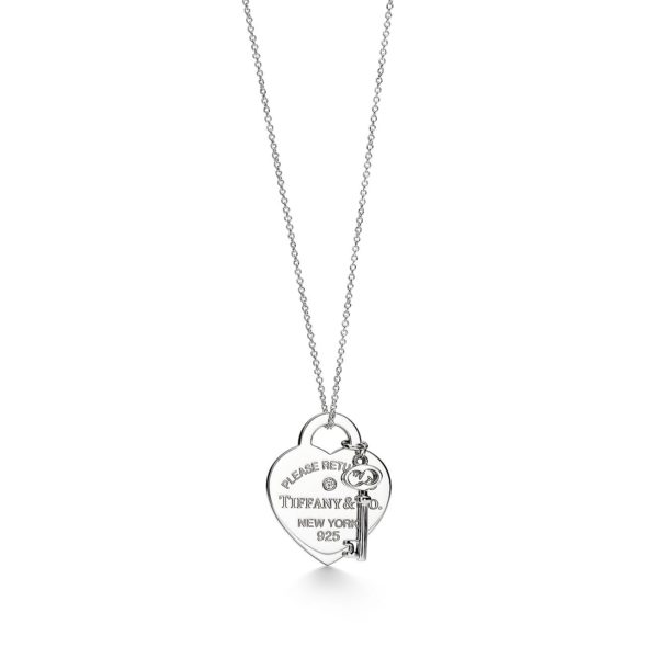 Collier Plaque Caur et Clé Return to Tiffany en argent et diamant Medium Tiffany & Co.