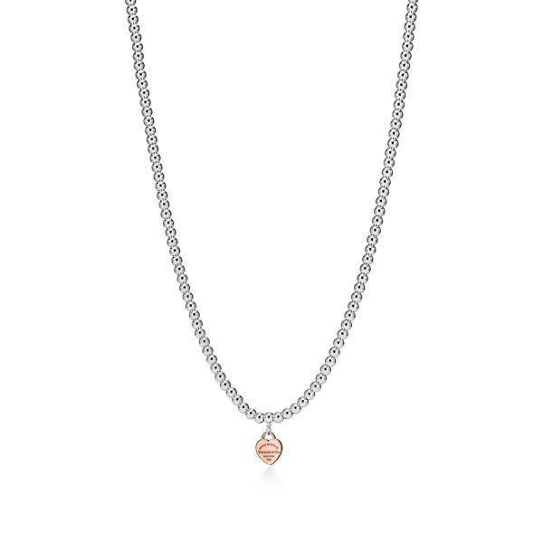Collier de perles Plaque Caur Return to Tiffany en argent et or rose Mini Tiffany & Co.