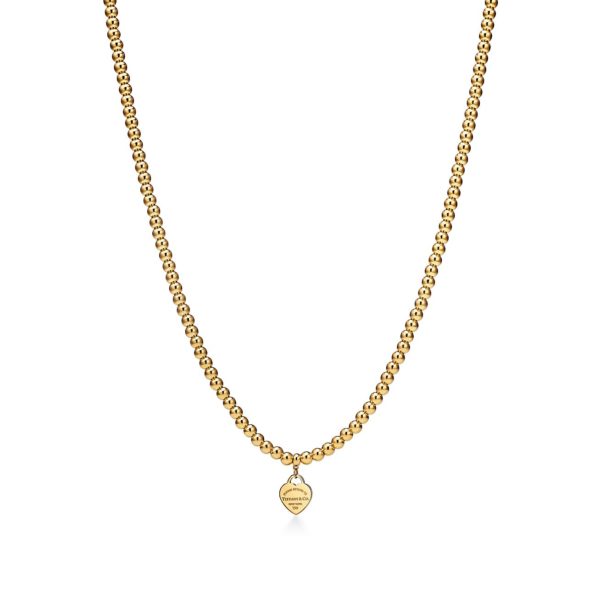 Collier de perles Plaque Caur Return to Tiffany en or jaune 18 carats Mini Tiffany & Co.