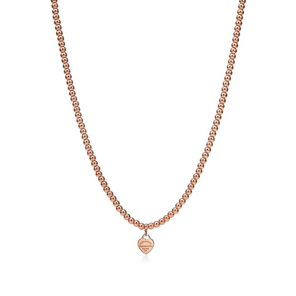 Collier de perles Plaque Caur Return to Tiffany en or rose 18 carats Mini Tiffany & Co.