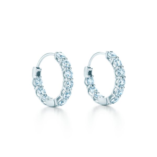 Créoles en platine 950 millièmes et diamants Small Tiffany & Co.