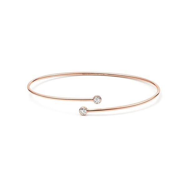 Jonc simple Diamond Hoop Elsa Peretti en or rose 18 carats et diamants – Size Small Tiffany & Co.