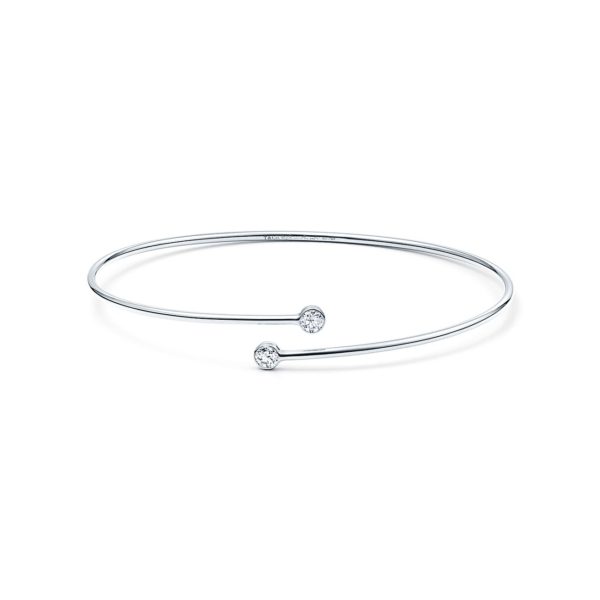 Jonc simple Diamond Hoop Elsa Peretti en platine 950 mil et diamants Small Tiffany & Co.