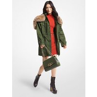 MK Anorak en coton extensible à bordure en fausse fourrure - JADE(VERT) - Michael Kors luxe