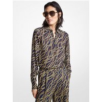 MK Chemisier en georgette à imprimé chaînes - MIDNIGHTBLUE - Michael Kors luxe