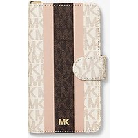 MK Étui Folio à logo et rayures avec dragonne pour iPhone X/XS – VANILLA/SOFT PINK – Michael Kors