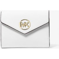 MK Portefeuille enveloppe à trois volets Carmen de taille moyenne en cuir saffiano – BLANC OPTIQUE(BLANC) – Michael Kors