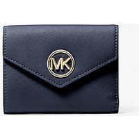 MK Portefeuille enveloppe à trois volets Carmen de taille moyenne en cuir saffiano – BLEU MARINE(BLEU) – Michael Kors