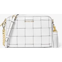 MK Sac à bandoulière Jet Set de taille moyenne en cuir tressé - BLANC OPTIQUE(BLANC) - Michael Kors luxe