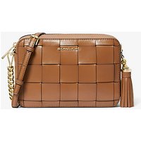 MK Sac à bandoulière Jet Set de taille moyenne en cuir tressé - VALISE(MARRON) - Michael Kors luxe