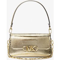 MK Sac porté épaule Parker de taille moyenne en cuir métallisé effet crocodile en relief - DORÉ PÂLE(OR) - Michael Kors luxe