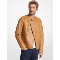 MK Veste de moto en cuir nappa - CACAHUÈTE(MARRON) - Michael Kors luxe