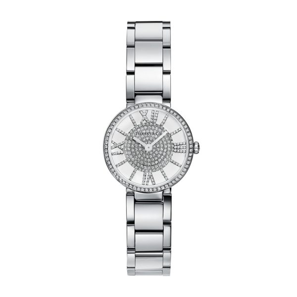 Montre Atlas 24 mm en acier inoxydable, diamants et pavé de diamants Tiffany & Co.