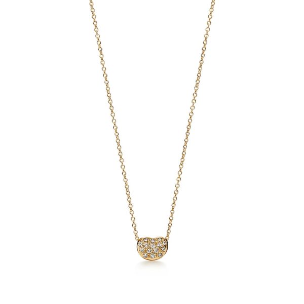 Pendentif Bean par Elsa Peretti en or jaune et pavé de diamants 6,5 mm Tiffany & Co.