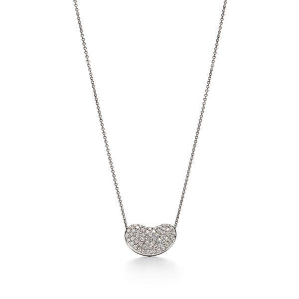 Pendentif Bean par Elsa Peretti en platine et pavé de diamants 18 mm Tiffany & Co.