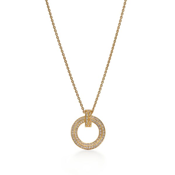 Pendentif Cercle T1 Tiffany T en or jaune 18 carats et pavé de diamants Tiffany & Co.