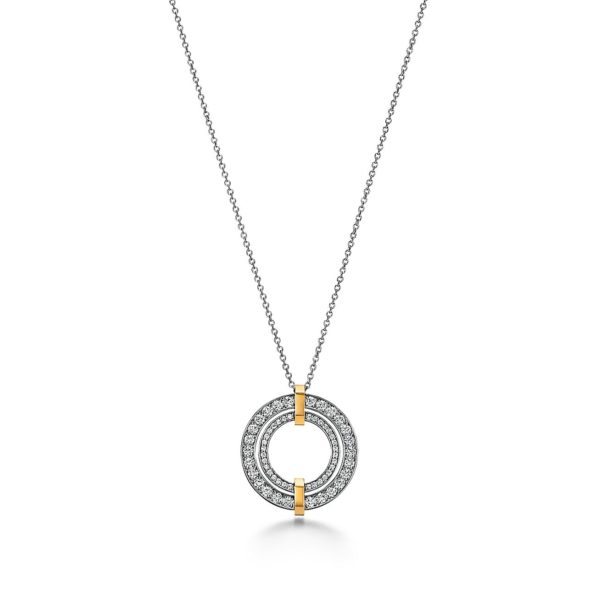 Pendentif Cercle Tiffany Edge en platine, or jaune et diamants Small Tiffany & Co.