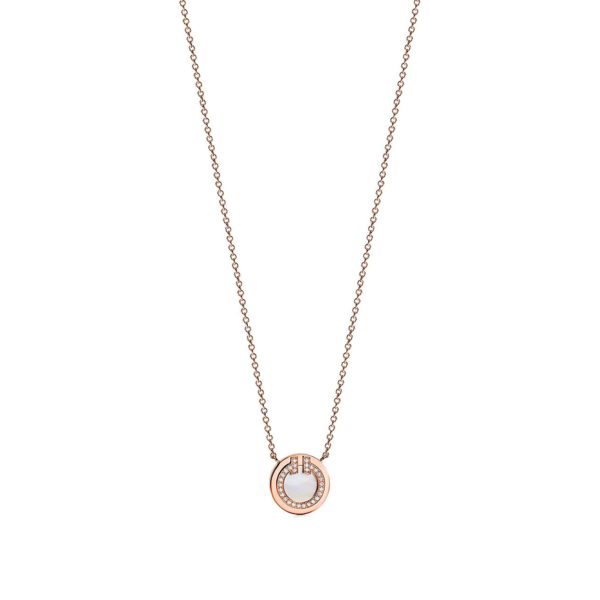 Pendentif Cercle Tiffany T en or rose 18 carats, nacre et diamants Tiffany & Co.