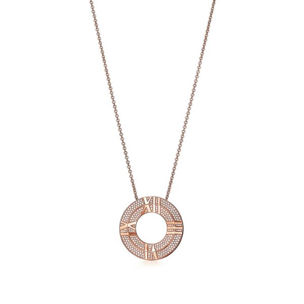 Pendentif Cercle fermé Atlas X en or rose et diamants pavés Tiffany & Co.