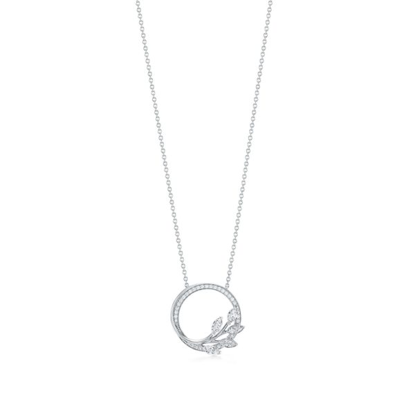 Pendentif Cercle motif vigne Tiffany Victoria en platine et diamants Small Tiffany & Co.