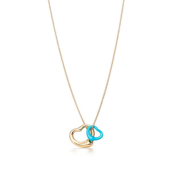 Pendentif Open Heart par Elsa Peretti en or 18 carats et turquoise Tiffany & Co.