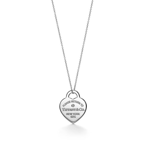Pendentif Plaque Caur Return to Tiffany en argent et diamant Medium Tiffany & Co.