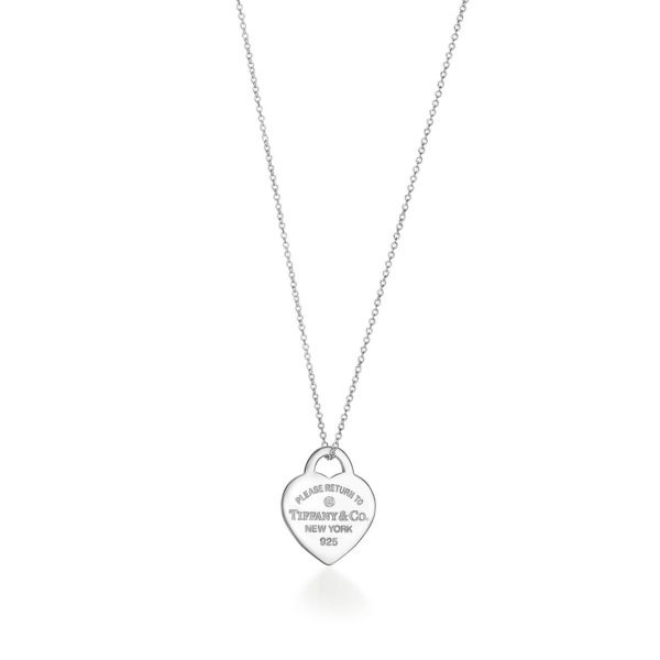 Pendentif Plaque Caur Return to Tiffany en argent et diamant Small Tiffany & Co.