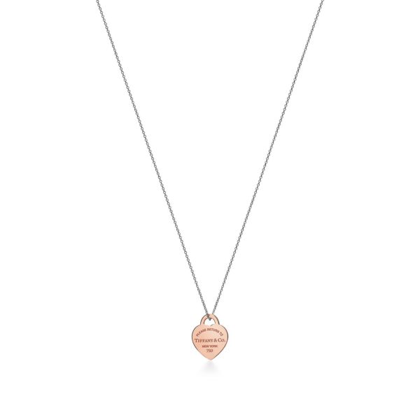 Pendentif Plaque Caur Return to Tiffany en argent et or rose Small Tiffany & Co.