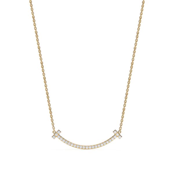 Pendentif Smile Tiffany T en or 18 carats et diamants Medium Tiffany & Co.