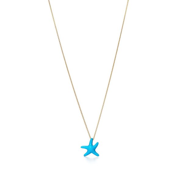 Pendentif Starfish Elsa Peretti, turquoise et or 18 carats Mini Tiffany & Co.