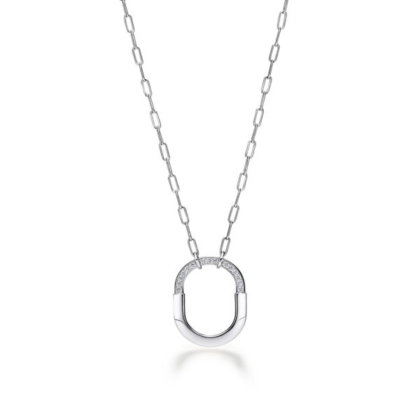 Pendentif Tiffany Lock en or blanc 18 carats et diamants Medium Tiffany & Co.