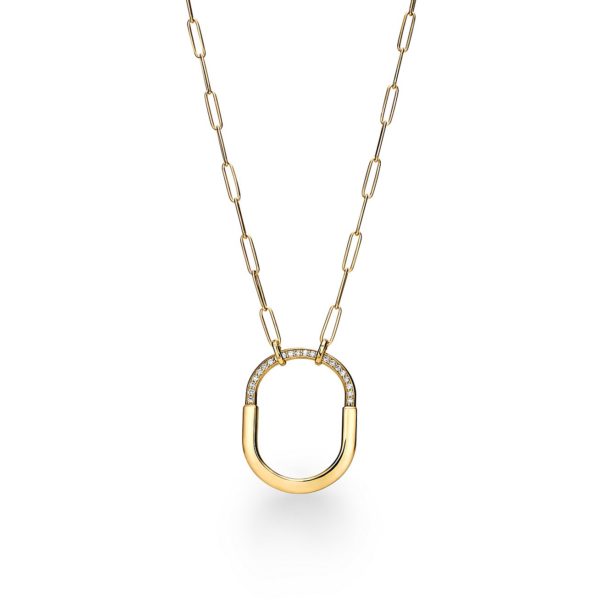 Pendentif Tiffany Lock en or jaune 18 carats et diamants Large Tiffany & Co.