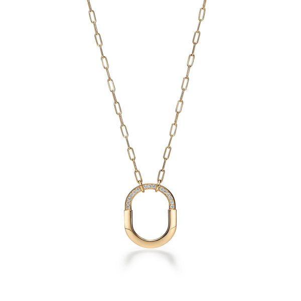 Pendentif Tiffany Lock en or jaune 18 carats et diamants Medium Tiffany & Co.