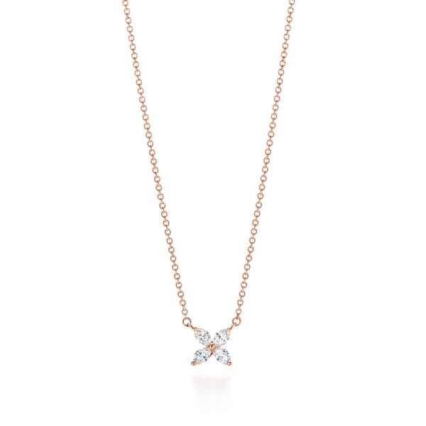 Pendentif Tiffany Victoria en or rose 18 carats et diamants Small Tiffany & Co.