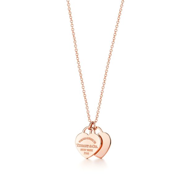 Pendentif double Plaque Caur Return to Tiffany en or rose 18 carats Mini Tiffany & Co.