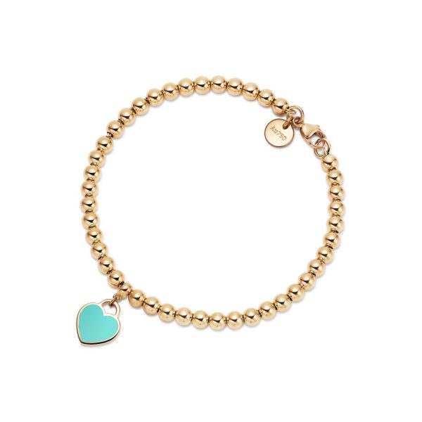 Plaque Caur mini Return to Tiffany sur un bracelet de perles en or Medium Tiffany & Co.