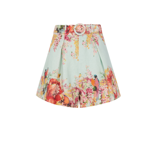 Short ceinturé imprimé fleuri en lin – Zimmermann