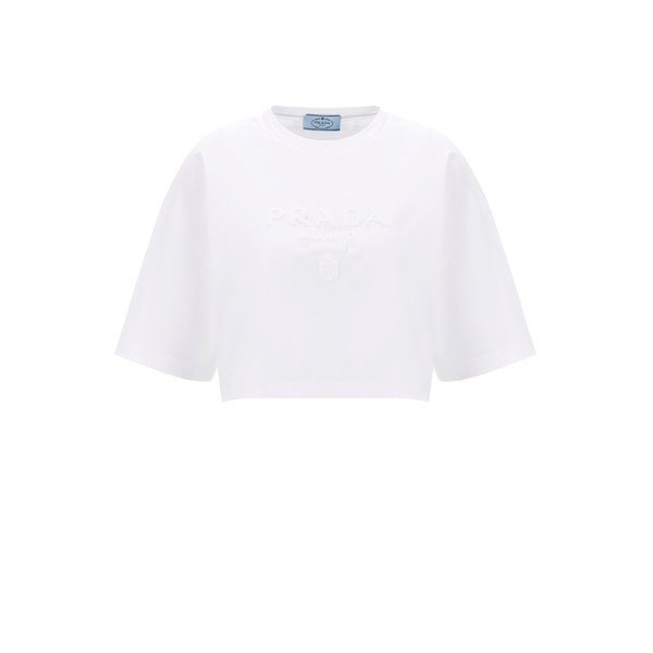 T-shirt cropped oversize en coton – Prada