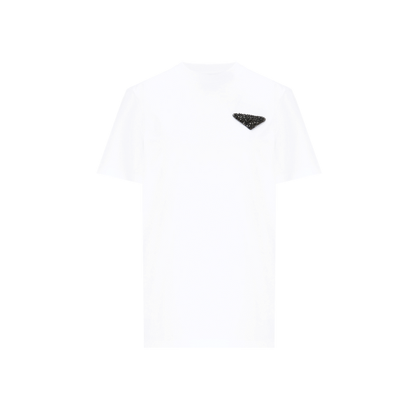 T-shirt en coton à détail perle – Prada