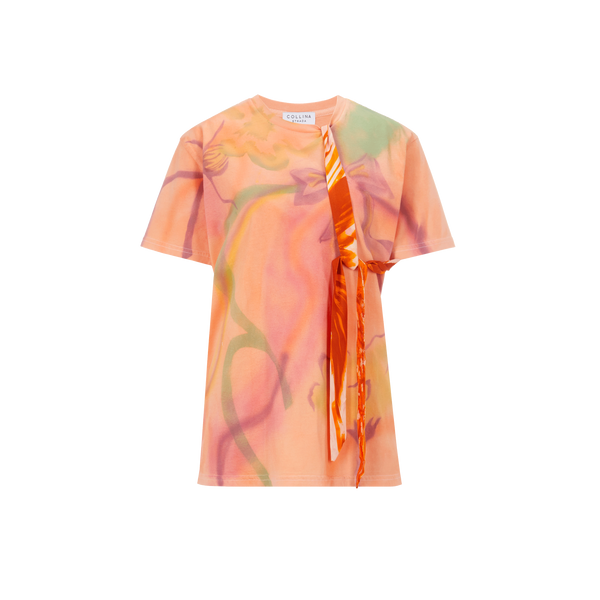 T-shirt imprimé avec noeud en coton organique – Collina Strada