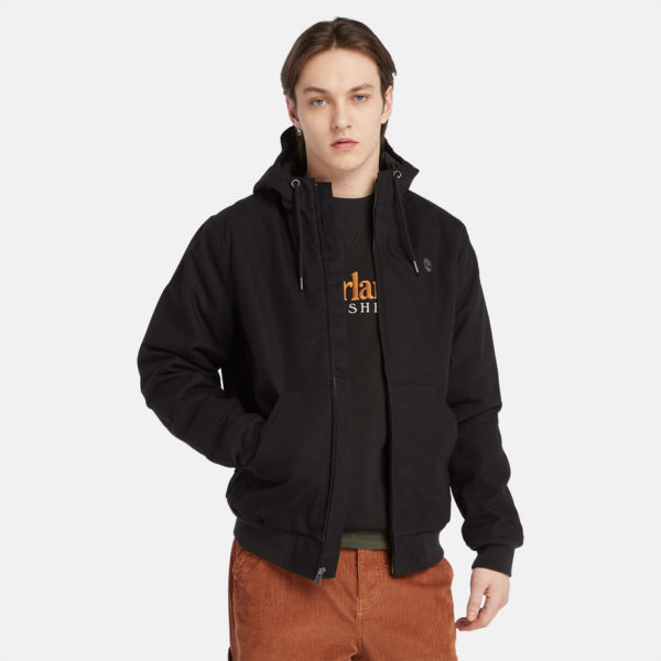 Timberland Bomber À Capuche En Toile Isolée Pour Homme En Noir Noir, Taille XL