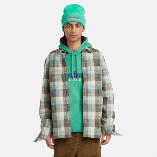 Timberland Chemise En Flanelle Windham Pour Homme En Bleu Sarcelle/gris/blanc Bleu Sarcelle